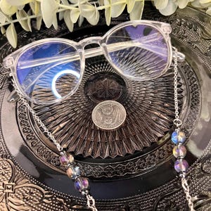 Aurora Borealis Eyeglass Chain, Glasses Chain