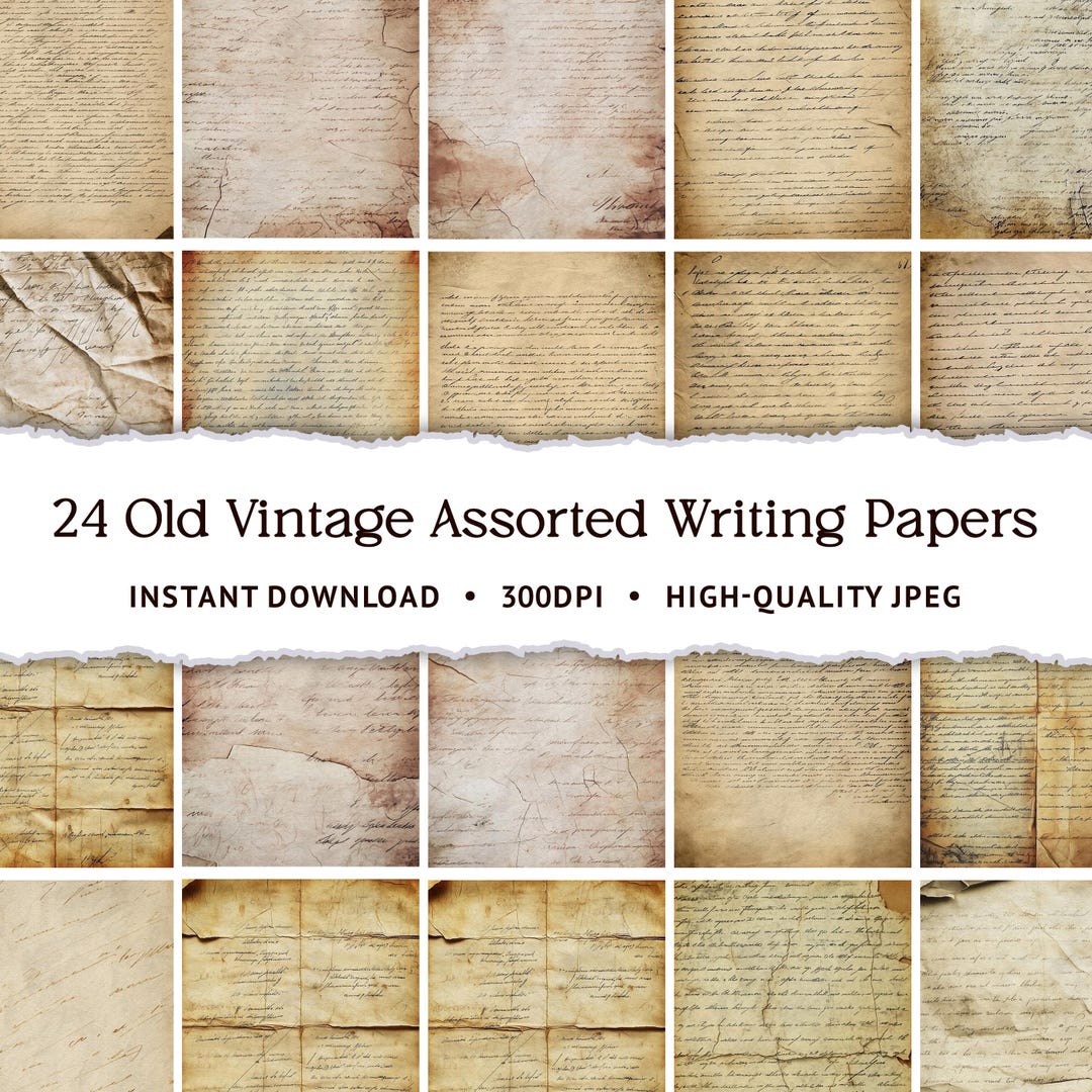 24 Old Vintage Assorted Writing Papers Pen and Ink, Historical Document ...