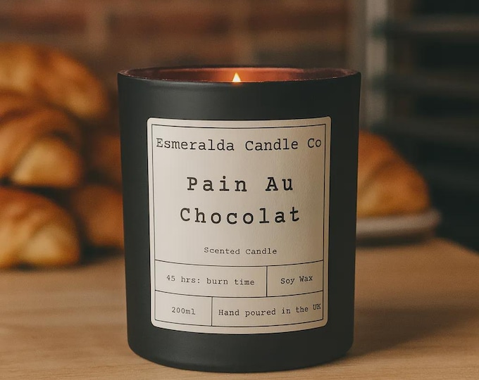 Gourmet Pain au Chocolate Candle | Handcrafted Soy Wax | Bakery-Inspired Chocolate Home Fragrance