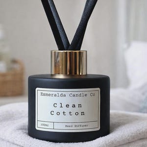 schlanker Cotton Scented Reed Diffuser | Frischer Leinenduft | Lang anhaltender handgefertigter Raumduft