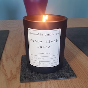 Peony Blush Suede Candle | Hand-Poured Soy Wax | Floral & Suede Luxury Scent | Gift Boxed Aromatherapy Candle | Romantic Home Decor Gift