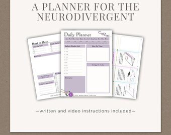 ADHD Planner and Neurodivergent organizational digital download, ADHD-friendly BuJo