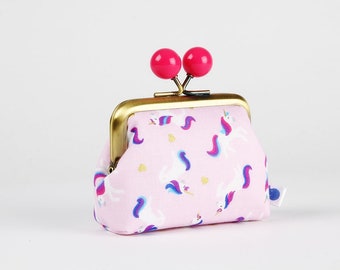 Sansevieria Pink Color smile Mia Charro Junglemania Kisslock pouch Little wallet Metal frame coin purse with color bobbles