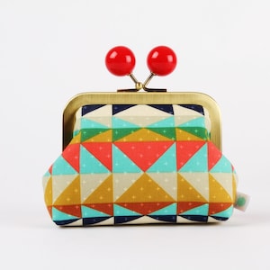 Metal frame coin purse with color bobble - Overlook serape indigo - Color dad / Kisslock fabric wallet / Alexia Abegg