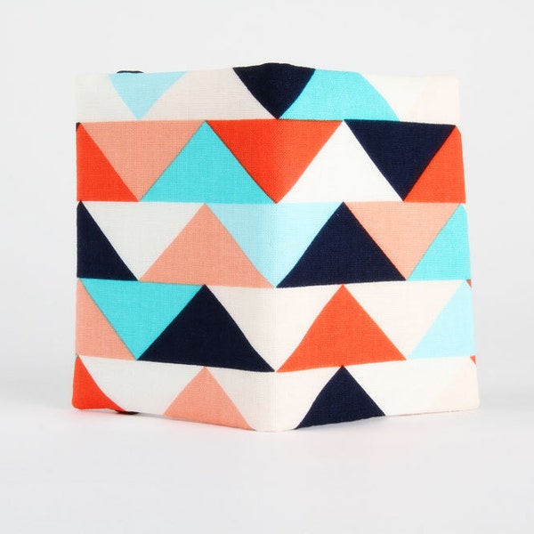 Card holder - Half square triangles in blue and coral