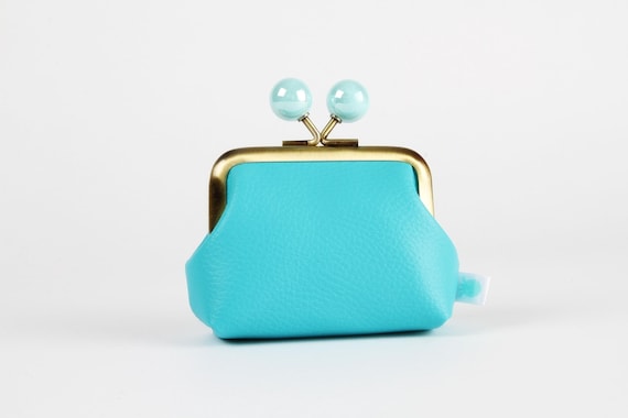 Metal Frame Coin Purse With Color Bobbles - Bright Turquoise