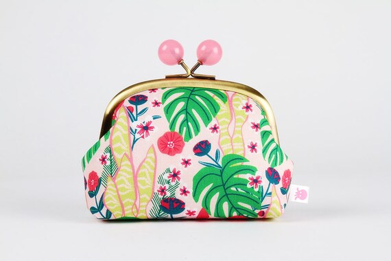 Sansevieria Pink Color smile Mia Charro Junglemania Kisslock pouch Little wallet Metal frame coin purse with color bobbles