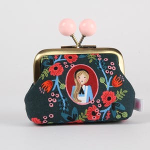 Metal frame coin purse with color bobbles -  Cameo green  - Color mum / Rifle Paper /  Kisslock wallet / Alice in Wonderland