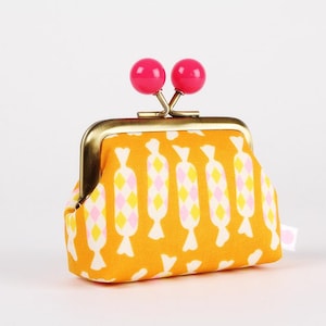 Metal frame coin purse with color bobbles - Diamond in clementine - Color mum / Ruby Star Society / Kiss lock fabric wallet / Candy