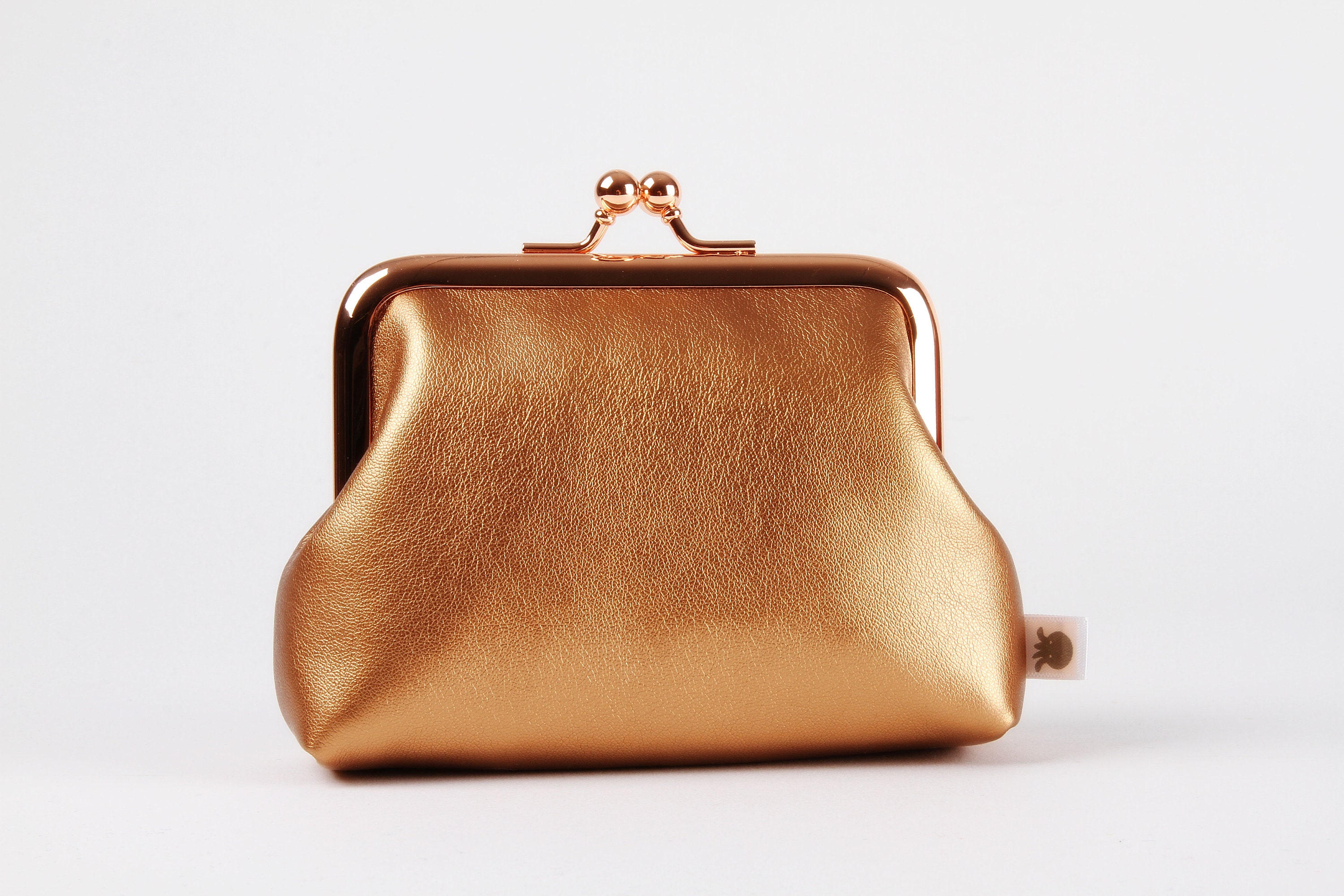 Clasp Frame Purse in Faux Leather - Shiny Copper - Big Dad
