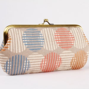 Eyeglass frame purse - Agate canvas in dove - Long purse / Eyeglass fabric case / Kisslock wallet