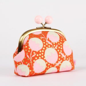 Metal frame coin purse with color bobbles - Wanderlust in florida - Color smile / Kiss lock fabric wallet / Wattsalot / red
