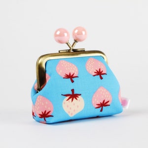 Metal frame coin purse with color bobbles - Strawberry in altitude - Color mum / Ruby Star Society / Kim Kight / Kisslock fabric pouch