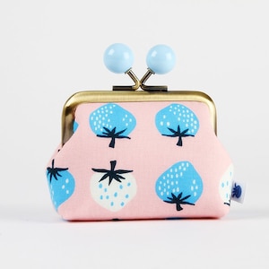 Metal frame coin purse with color bobbles - Strawberry in cotton candy - Color mum / Ruby Star Society / Kim Kight / Kisslock fabric wallet