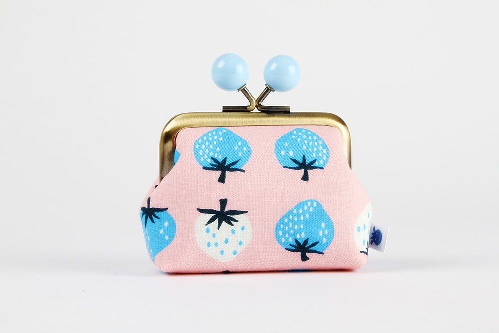Metal Frame Coin Purse With Color Bobbles - Strawberry in