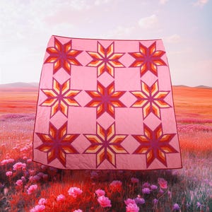 Nap-at-Noon Mini Star Quilt - PDF quilt pattern by Octopurse - Advanced beginner modern block based star quilt pattern