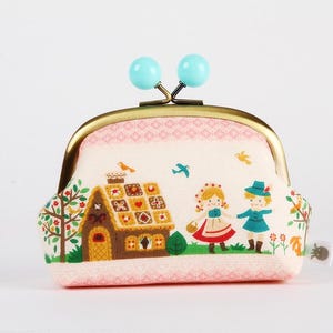 Metal frame coin purse with color bobbles - Hansel and Gretel - Color smile / Kisslock fabric wallet / Kawaii japanese fabric