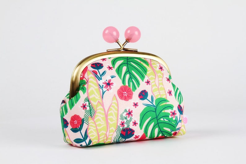 Sansevieria Pink Color smile Mia Charro Junglemania Kisslock pouch Little wallet Metal frame coin purse with color bobbles