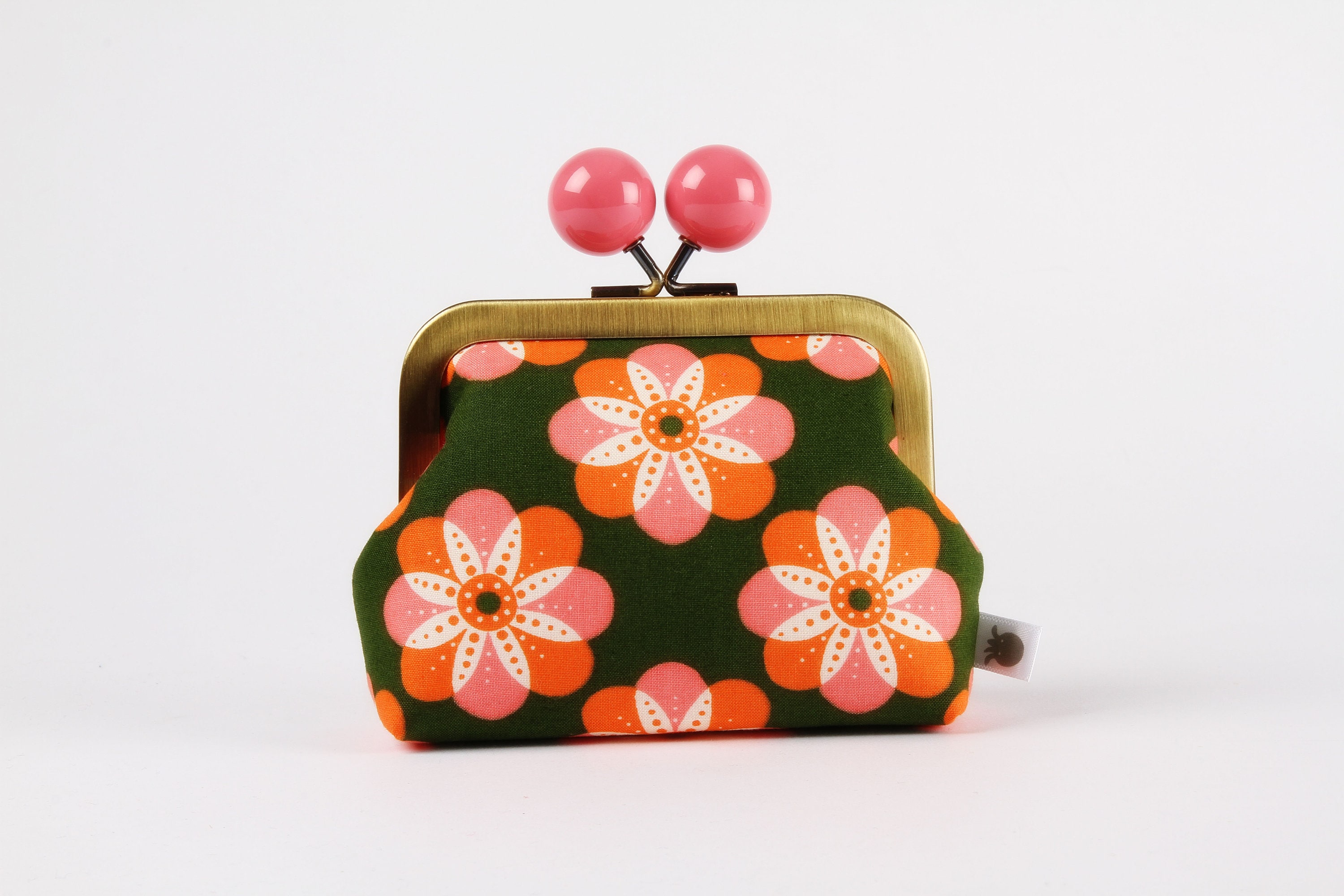 Metal Frame Coin Purse With Color Bobble - Cherry Blossom in Green Color  Dad/Kisslock Fabric Wallet Jen Hewett Khaki Orange - Yahoo Shopping