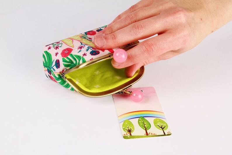 Sansevieria Pink Color smile Mia Charro Junglemania Kisslock pouch Little wallet Metal frame coin purse with color bobbles
