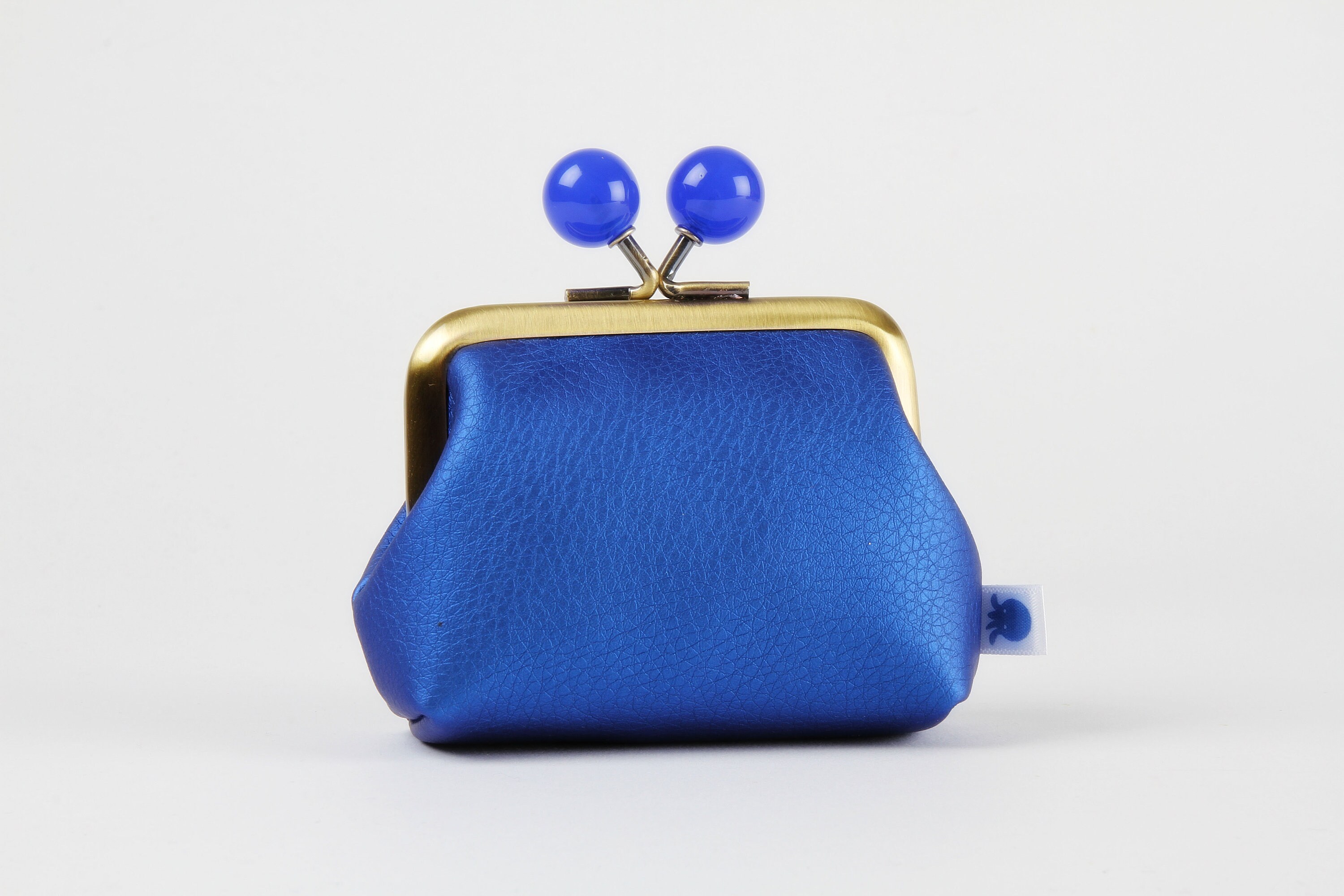 Metal Frame Coin Purse With Color Bobbles Pearly Cobalt Blue Color Mum in Textured Faux Leather Kisslock Wallet Etsy Ireland
