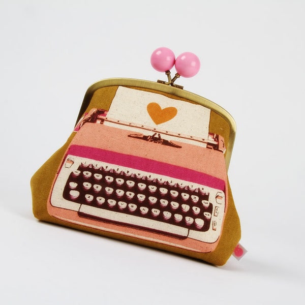 Color bobble pouch - Typewriters brass - metal frame pouch