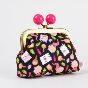 Metal frame coin purse with color bobble - Potion making - Color dad / Kisslock fabric wallet / Halloween