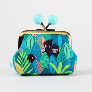Petit porte monnaie rétro à boules colorées - Petits gorilles - Color mum / Trousse d'inspiration vintage