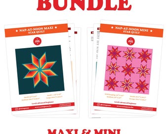 Nap-at-Noon Mini AND Maxi Star Quilts - BUNDLE - PDF quilt patterns by Octopurse - Advanced beginner modern star quilt patterns