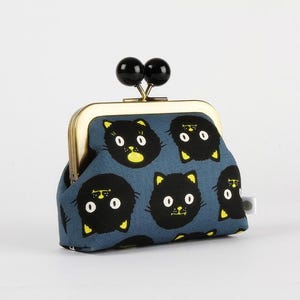 Metal frame coin purse with color bobble - Scaredy cats ghostly - Color dad / Kisslock fabric wallet / Ruby Star Society