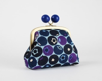 Metal Frame Coin Purse With Color Bobbles - Tiny Fox Faces in Pink