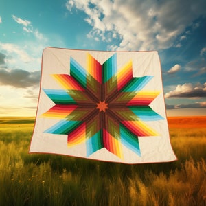 Ombre Star Quilt - PDF quilt pattern by Octopurse - Intermediate modern star quilt pattern