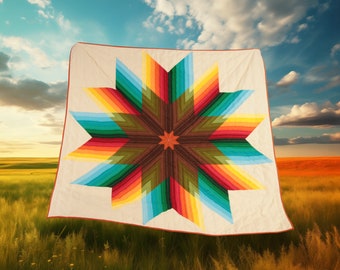 Ombre Star Quilt - PDF quilt pattern by Octopurse - Intermediate modern star quilt pattern