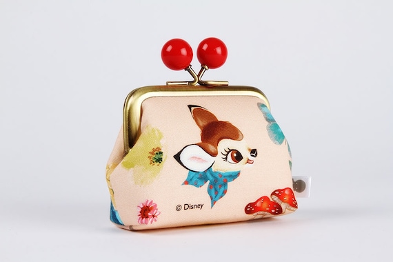 Metal frame coin purse with color bobbles Bambi face on peach pink Color mum Japanese fabric Kisslock small wallet Etsy