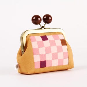 Porte-monnaie rétro à fermoir métallique - Pixels en rose et brun - Color dad / Petite trousse unique