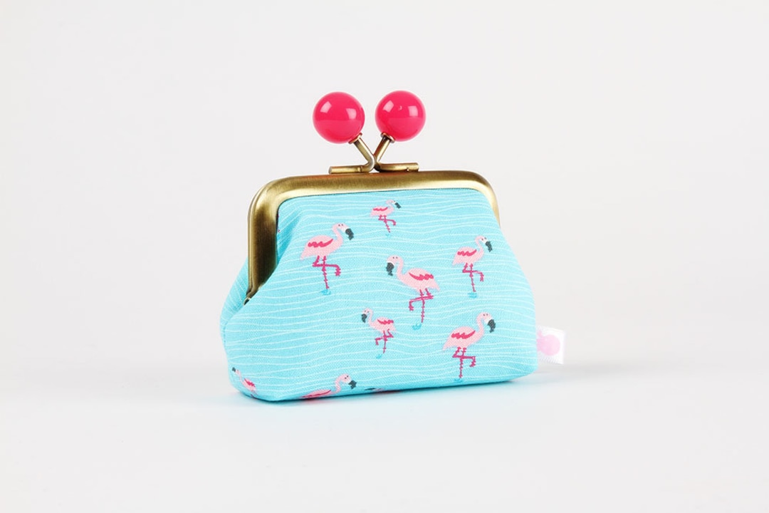 小物 B.B. LITTELE PICTURE BOOK & COIN PURSE Metal Frame Coin Purse With Color Bobbles - Mini Flamingo in