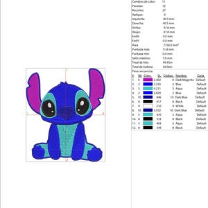 Design for embroidery machine Stitch de Lilo & Stitch