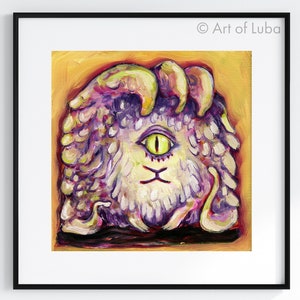 CYC LOPS 5x5 Creepy Weird Rabbits Art Print, Nightmare Bunnies, Monster Cyclops, Limited Edition of 25