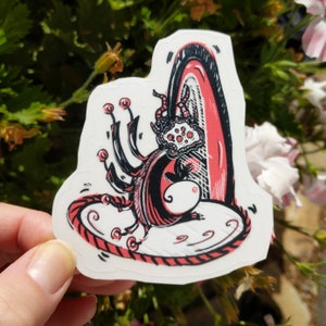 PORTAL WEIRDO Black &Red Cool Weird Monster 3x3 Vinyl Sticker Transparent