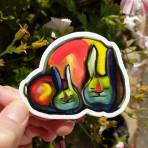 GURU & Pupil Color Bunnies 3x2 Adesivo in vinile