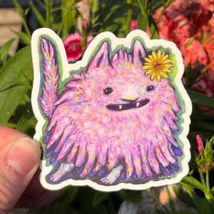 FLOWER KITTY Flor Rosa Verano País Gato 3x3 Vinilo Pegatina