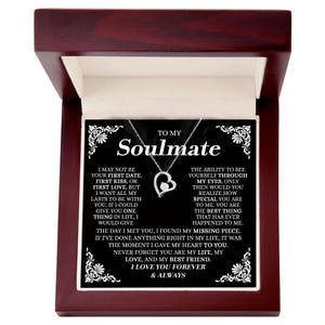 To My Soulmate Necklace Gift, Anniversary Gift For Her, Wife Girlfriend Soulmate Gift, Birthday Gift, Valentine Gift, Soulmate Jewelry