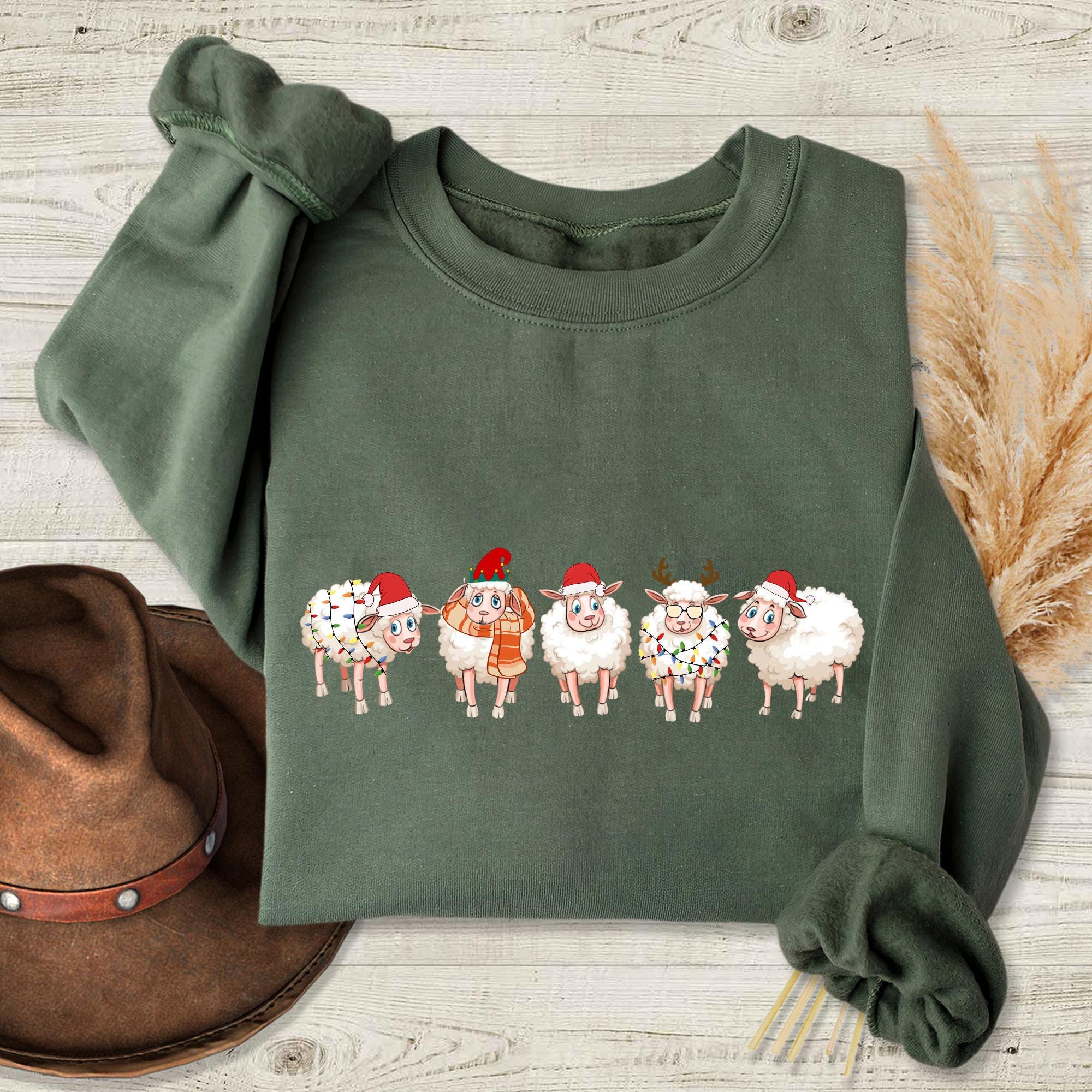 【foufou】“sheep is coming to town” jumper 90s Hallmark Shoebox Greetings Womens XL Sheep Fleece on