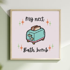 Patrón de punto de cruz para tostadora de bombas de baño: Meme divertido (Descarga PDF)