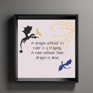 Vierter Flügel Zitat Kreuzstichmuster: Drache & Reiter (PDF Download)