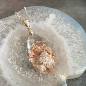 Raindrop Shaped Natural Garden Quartz Pendant with Sterling Silver Crystal Stones, Gemstone Pendant, Crystal Necklace, Gemstone Necklace