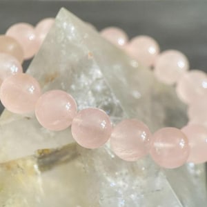 12mm Beads High Quality Grapefruit Color Mozambique Rose Quartz Crystal Stone Bracelet, Stone Bracelet, Gemstone Bracelet, Crystal Bracelet