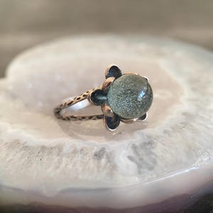 Green Garden Quartz Silver Adjustable Ring, Sterling Silver Ring W/High Quality Natural Green Garden Quartz Crystal Ring, Gemstone Ring