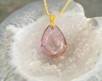 Raindrop Shaped Natural Ametrine Pendant with Gold Plated Sterling Silver Gemstone Pendant, Crystal Necklace, Gemstone Necklace