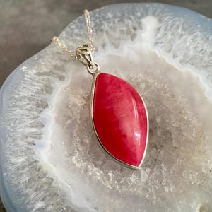 Rhodonite Pendant with Sterling Silver, Crystal Stones, Gemstone Pendant, Crystal Necklace, Gemstone Necklace
